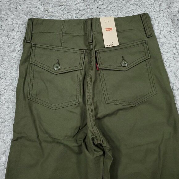 Levi's Ribcage Straight Utility Olive Green Super High Rise Pants Size 26x29 - Picture 4 of 12